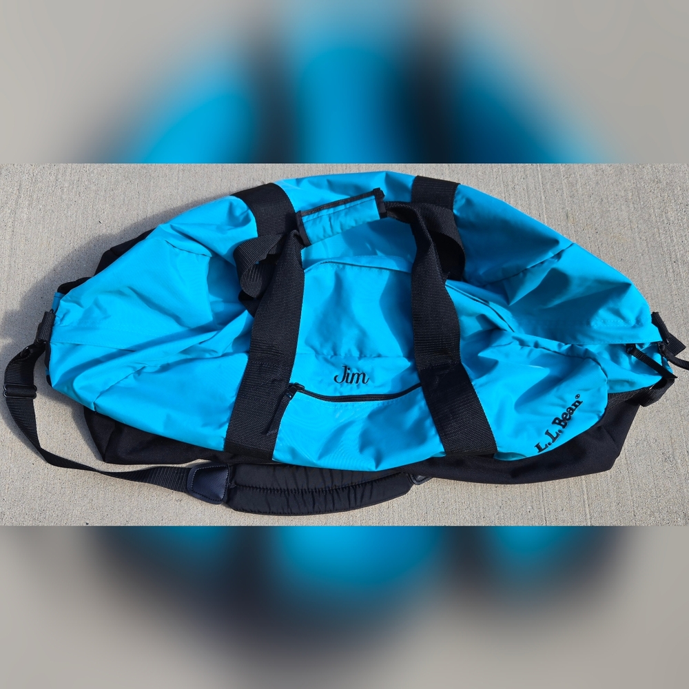 LL Bean Large Adventure Duffle Travel Bag Embroidered " Jim " SEE PHOTOS - GUC